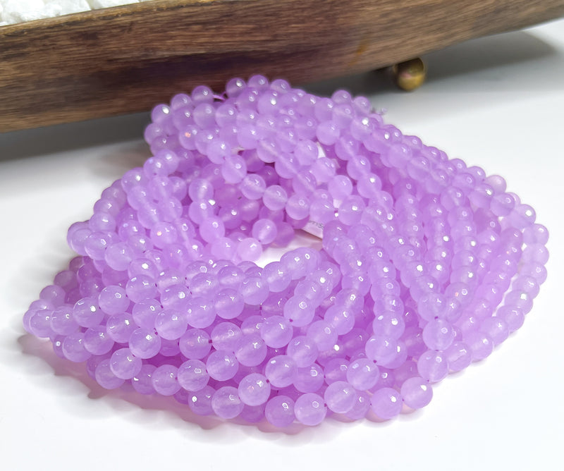 8mm Faceted Natural Purple (Lavender) Agate Gemstone Beads | Stone Faceted Beads | Agates Round Beads for Jewelry Making | DIY Bracelets |15.5" Strand Approx. 50 Beads per strand