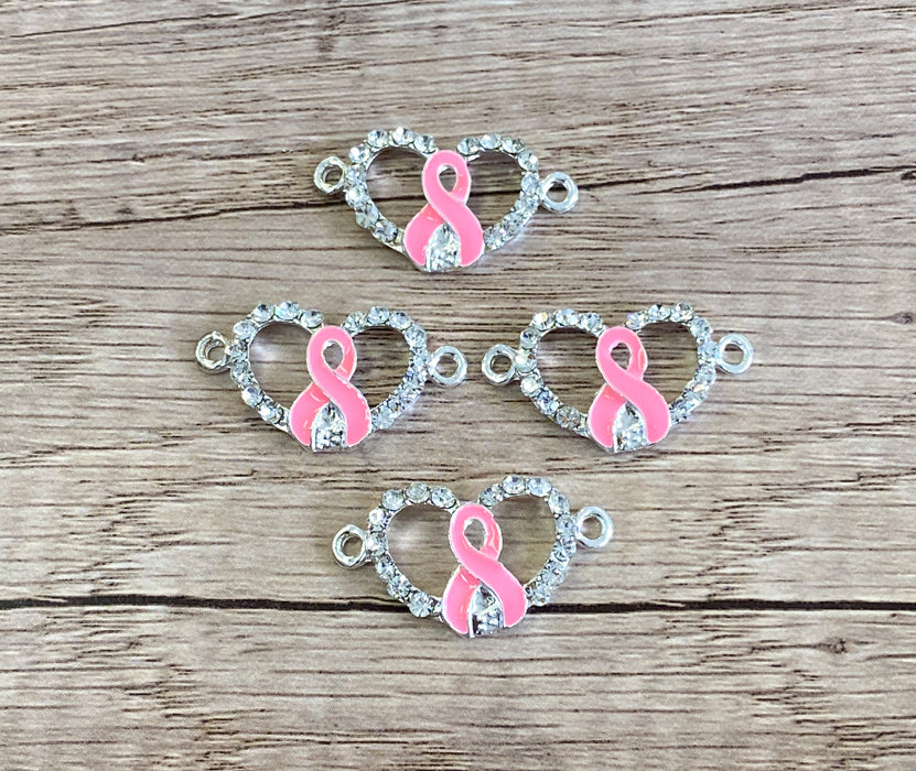 30mm Crystal Heart Breast Cancer Connector