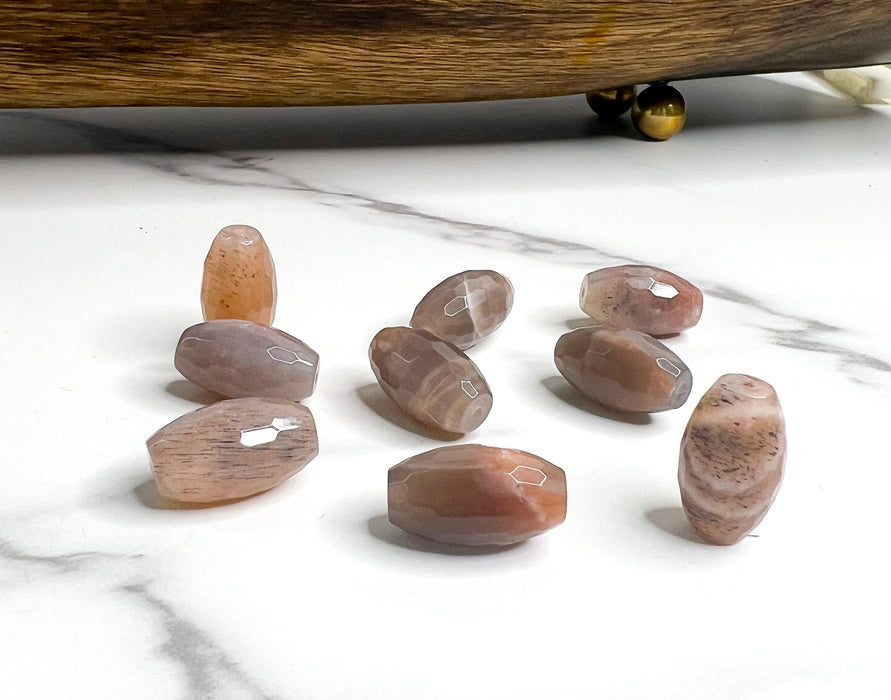 20mm Faceted Peach Moonstone Gemstone Focal Beads | Faceted Peach Moonstone | DIY Jewelry Designs