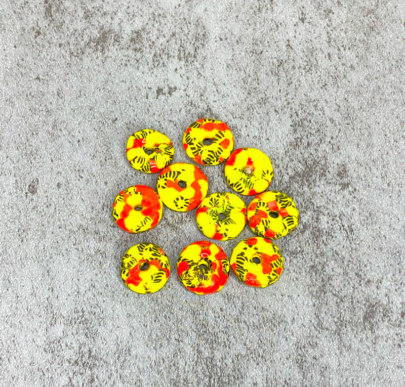 14mm African Fused Glass Disc | Recycled Glass Donut Beads | 6 Finishes | DIY Jewelry Designs | 10 Pieces