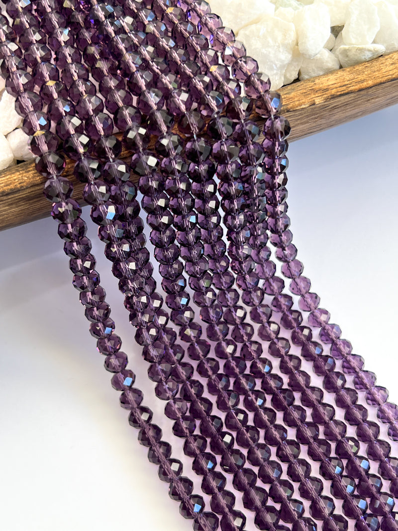 6x8mm Faceted Lavender Glass Crystal Rondelle