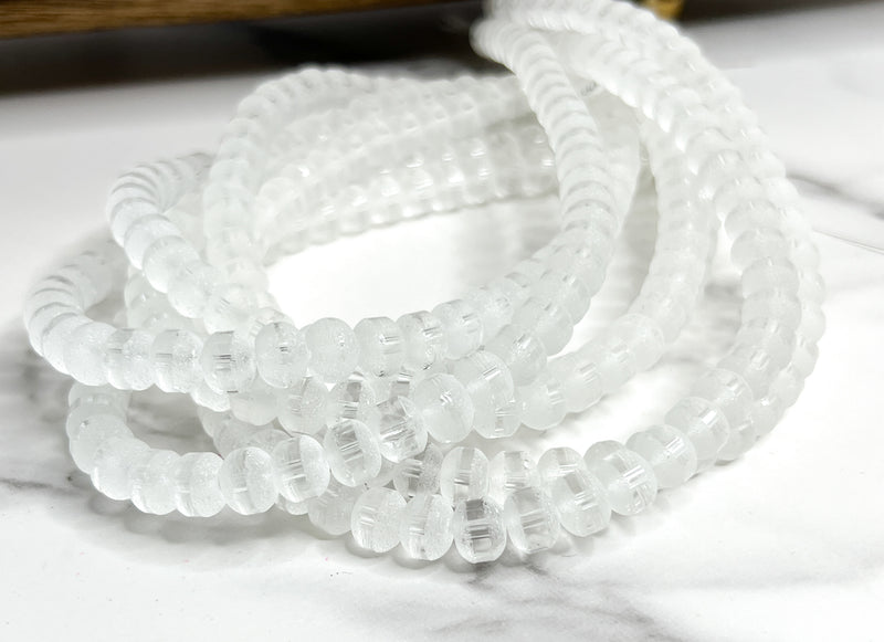 8mm Frosted Striped Beads | 17 Different Colors of 8mm Frosted Striped Glass Beads | DIY Jewelry Making | 15" Strand |56 Beads per Strand