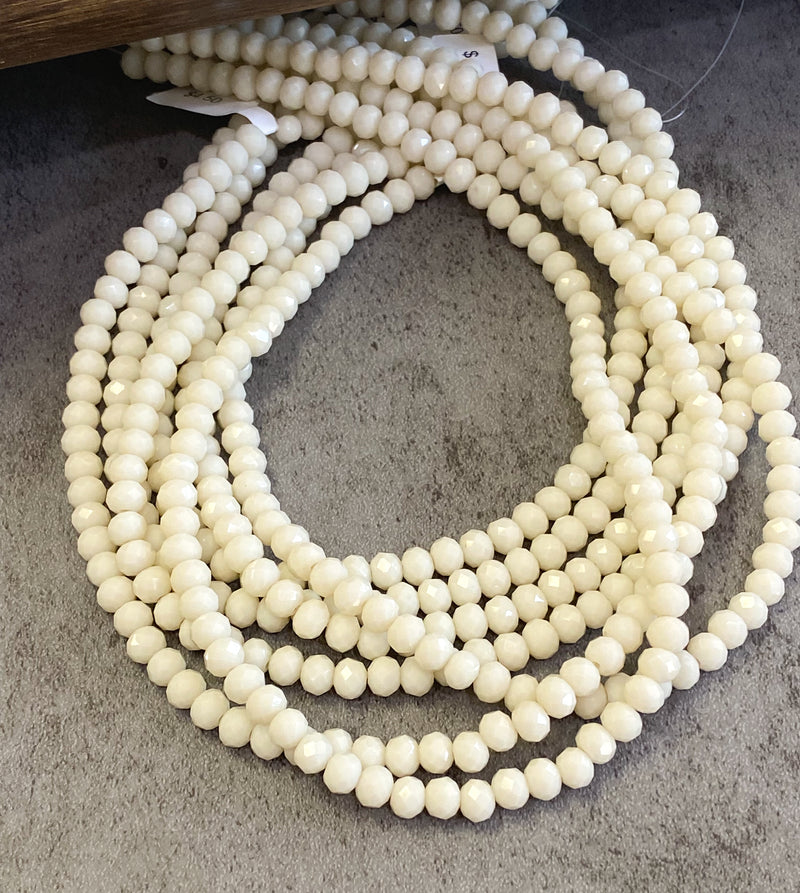 4x6mm Faceted Cream Crystal Rondelle Beads