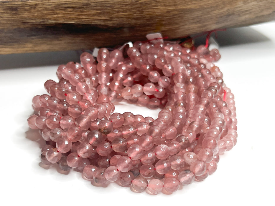 8mm Faceted Dusty Rose Agate Gemstone Beads | Stone Faceted Beads | Agates Round Beads for Jewelry Making | DIY Bracelets |15.5" Strand Approx. 50 Beads per strand