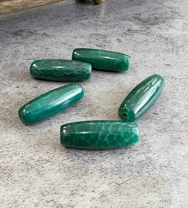 40mm Green Crackle Agate Focal Beads
