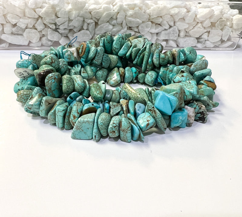 Turquoise Magnesite Tumbled Chip Stone | Irregular Shaped Drilled Beads | Turquoise Magnesite Chip Beads