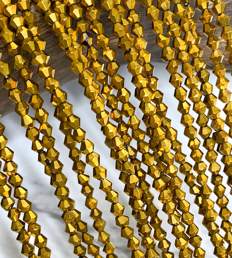 Metalized Silver Bicone Glass Beads