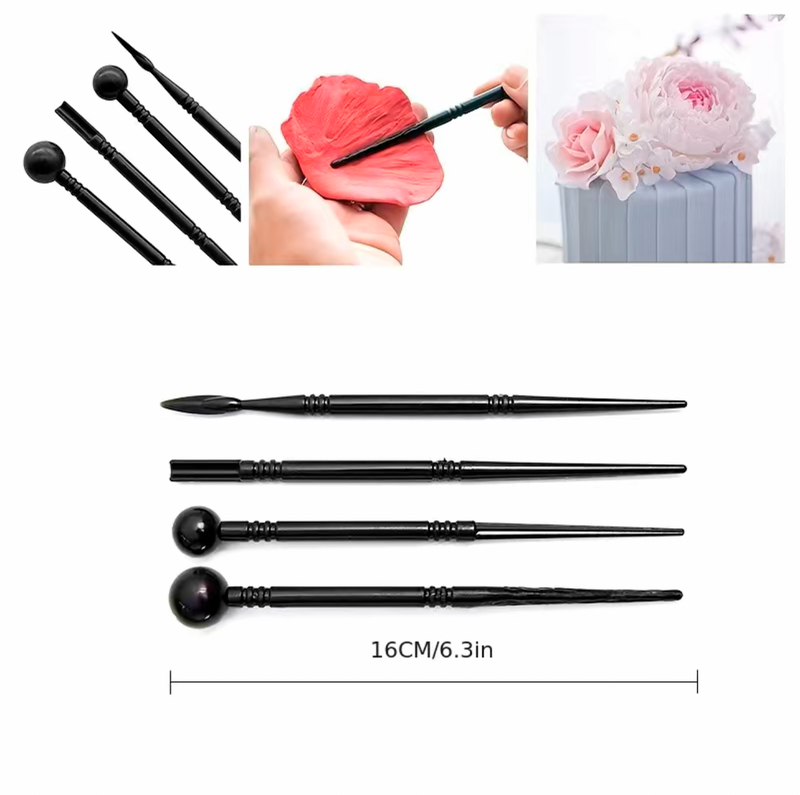 4pcs Black Clay Carving Tools | Pottery Carving Model Tools | Clay Sculpting Tools Creasing Sticks