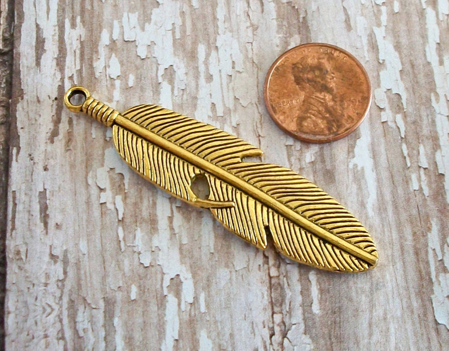 Gold Feather Charm/Pendant