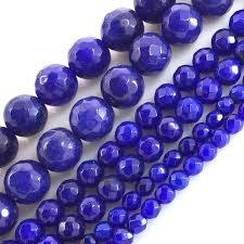 6mm Faceted Jade Beads – Deep Blue Gemstone Beads, 15" Strand