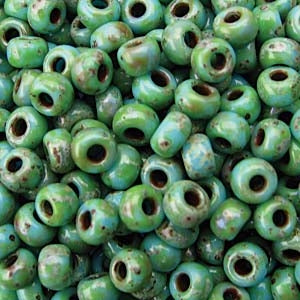Miyuki #6 Rocaille (Round) - Matte Picasso Seafoam Green Seed Beads