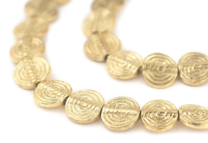 12mm Baule Style Circular Brass Coin Beads | Gold Coin Beads | Brass Spacers | Double Sided