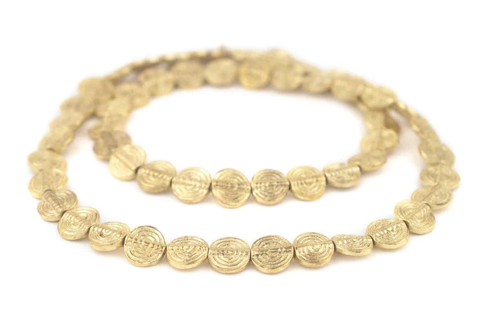 12mm Baule Style Circular Brass Coin Beads | Gold Coin Beads | Brass Spacers | Double Sided