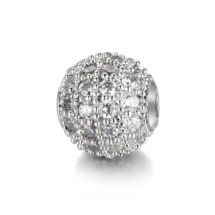 8mm Micro Pave’ Bead | Crystals Micro Pave’ Bead | Cubic Zirconia Bead | DIY Jewelry Making | One Piece